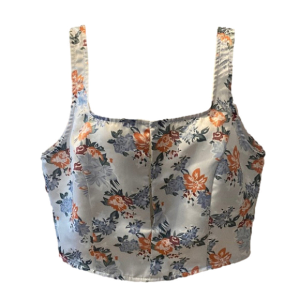Shein Flower  Tank Top with Back Zipper & Bra Closure in front (Small)